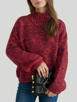 Hazel Blues® |  Heathered Turtleneck Dropped Shoulder Sweater