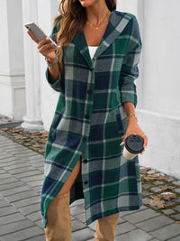 Hazel Blues® |  Plaid Long Sleeve Hooded Coat