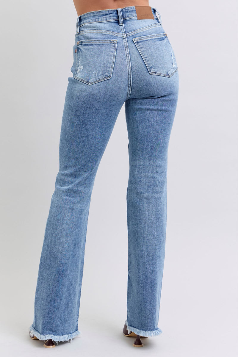 Hazel Blues® |  Judy Blue Raw Hem High Rise Bootcut Jeans