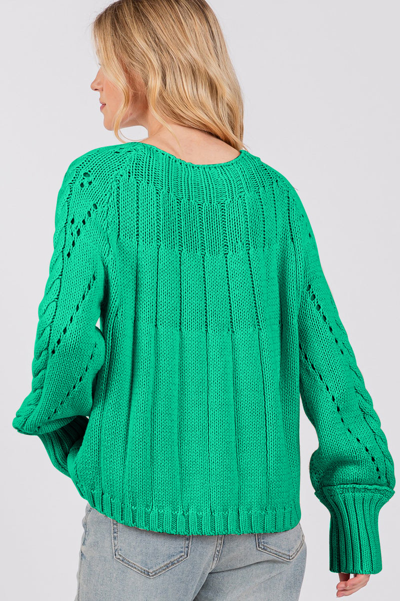 Hazel Blues® |  SAGE + FIG Cable-Knit Long Sleeve Sweater