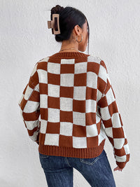 Hazel Blues® |  Checkered Round Neck Sweater