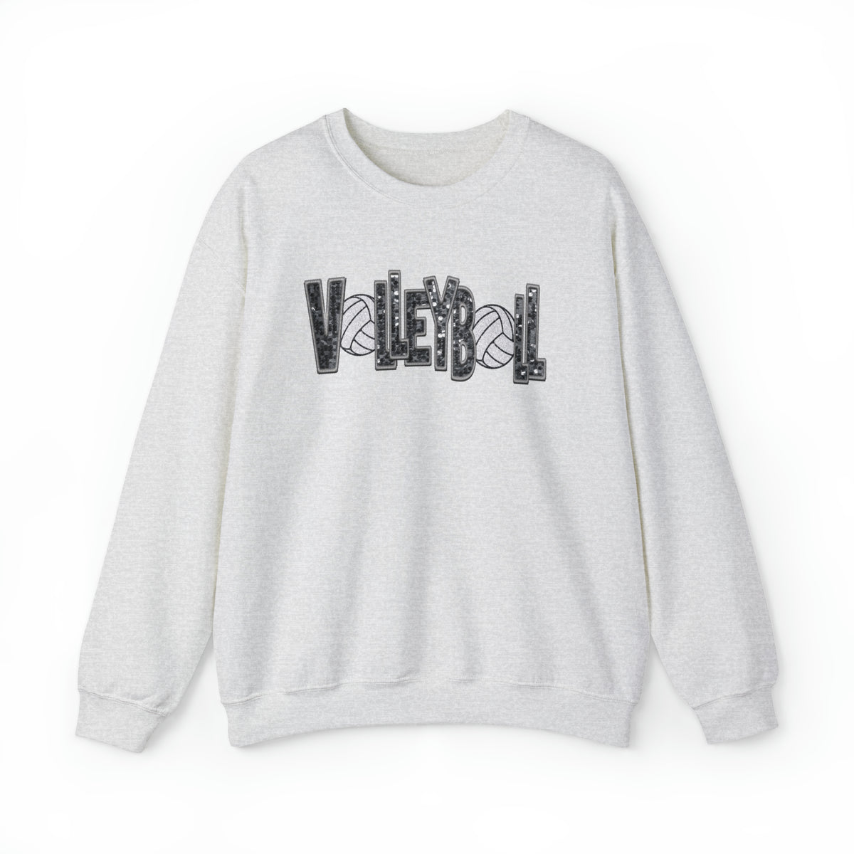 3Blues Designs |   Hazel Blues® |  Volleyball Faux Chenille Sequin Patches Sweatshirt: Charcoal