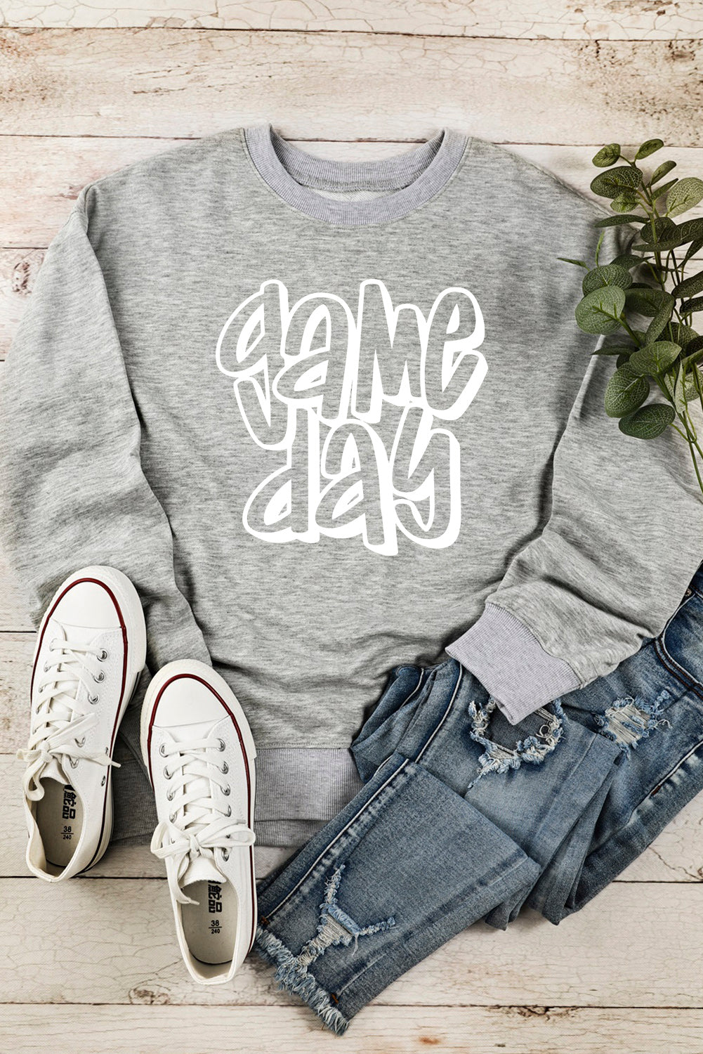 Hazel Blues® |  Gray Game Day Crew Neck Sweatshirt