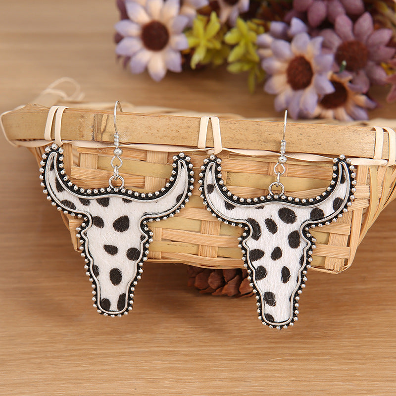 Hazel Blues® |  Alloy Animal Print Cow Head Earrings