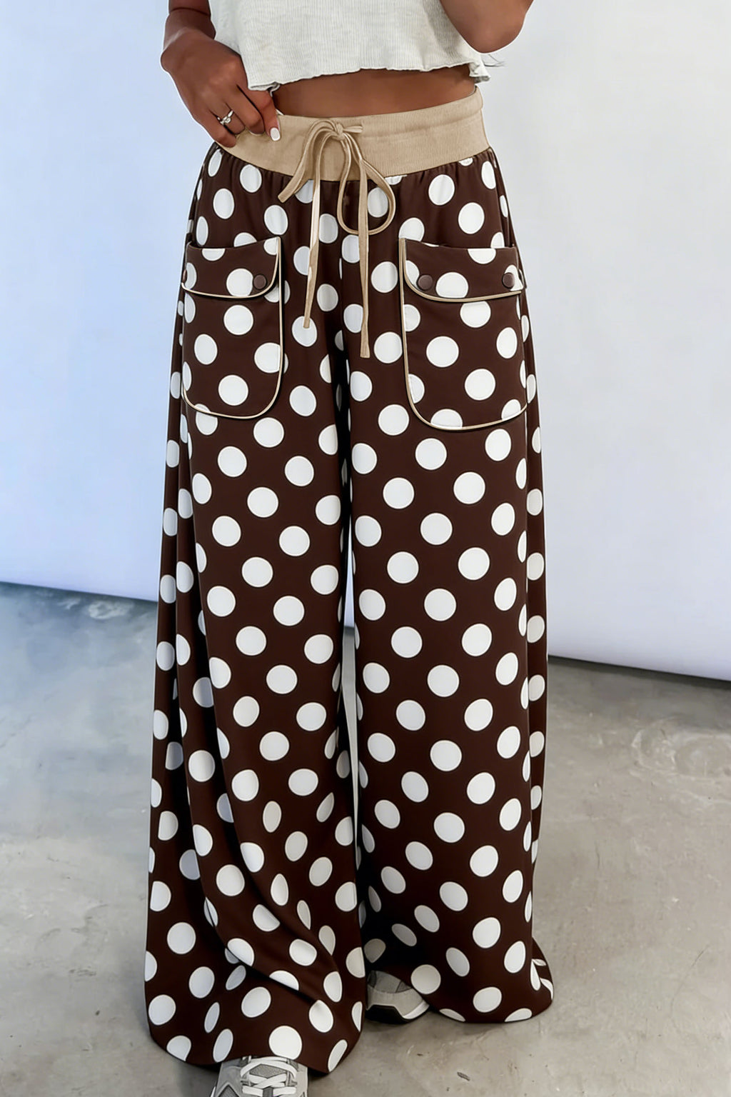 Olive Noelle Brown Polka-Dot Wide-Leg Pants – Hazel Blues®