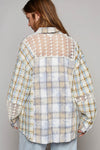 Hazel Blues® |  POL Long Sleeve Embroidered Crochet Plaid Shirt