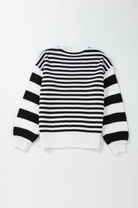 Hazel Blues® |  Striped Round Neck Long Sleeve Sweater