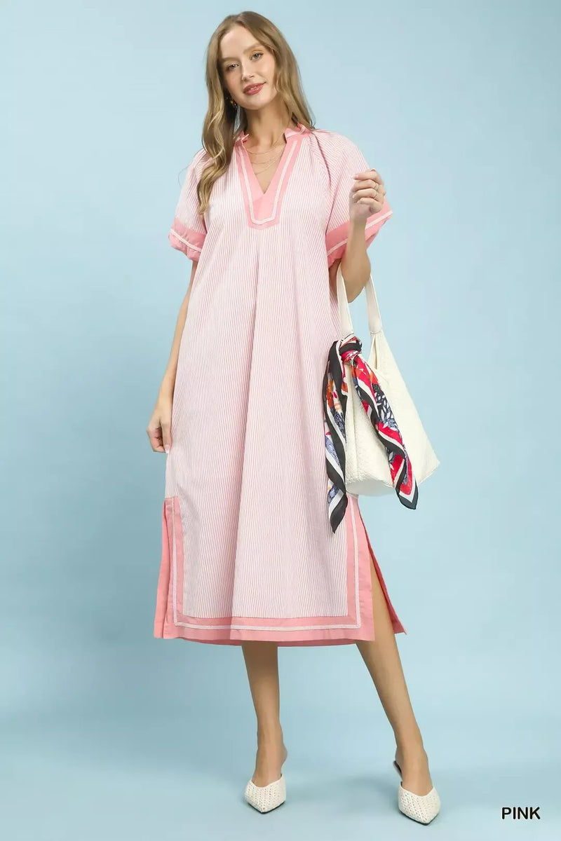 chinese dress ladies Umgee Tiered Maxi Dress Contrast Trim