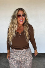 Hazel Blues® |  Fall Brooklyn Snap Henley Top