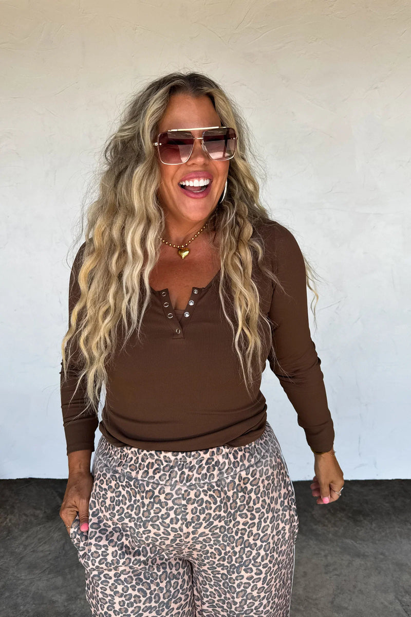Hazel Blues® |  Fall Brooklyn Snap Henley Top