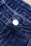 Hazel Blues® |  Real Teal Folded Cuffs Distressed Straight High Waist Jeans