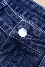 Hazel Blues® |  Real Teal Folded Cuffs Distressed Straight High Waist Jeans