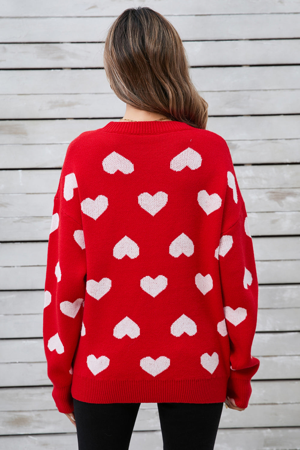 Hazel Blues® |  Angel Wings Heart Round Neck Long Sleeve Sweater