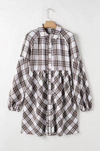 Hazel Blues® |  Plaid Long Sleeve Mini Shirt Dress