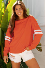 Hazel Blues® |  Evergreen Varsity Striped Detail Drop Shoulder Oversized Sweatshirt