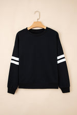 Hazel Blues® |  Evergreen Varsity Striped Detail Drop Shoulder Oversized Sweatshirt