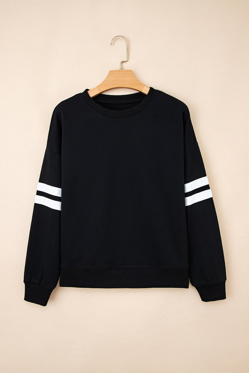 Hazel Blues® |  Evergreen Varsity Striped Detail Drop Shoulder Oversized Sweatshirt