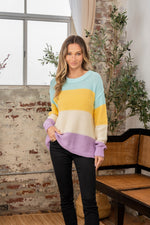 Hazel Blues® |  Sew In Love Color Block Exposed Seam Sweater
