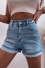 Hazel Blues® |  Rhinestone High Waist Denim Shorts