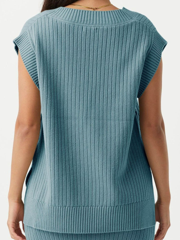 Hazel Blues® |  Mandy Ribbed V-Neck Sweater Vest