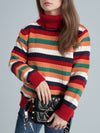 Hazel Blues® |  Contrast Stripes Turtleneck Long Sleeve Sweater