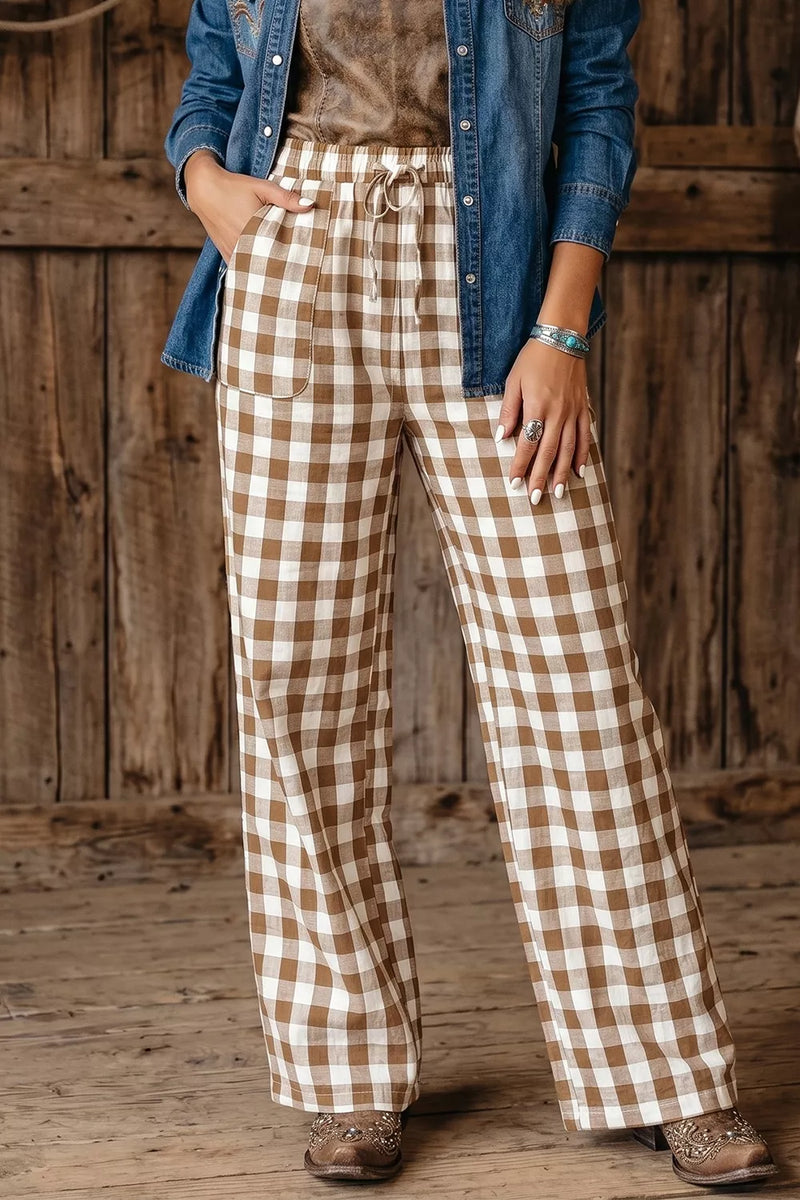 Gingham Plaid Tie Elastic Waist Shift Pants – Hazel Blues®