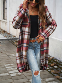 Hazel Blues® |  Plaid Zip Up Hooded Coat