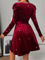 Hazel Blues® |  Glitter Round Neck Puff Sleeve Dress