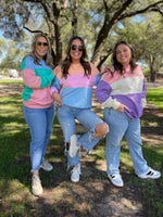 Hazel Blues® |  Finnley Colorblock Pullover in Four Colors