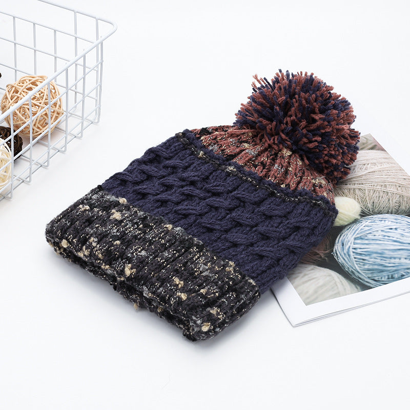 Hazel Blues® |  Contrast Thermal Hat with Pompom