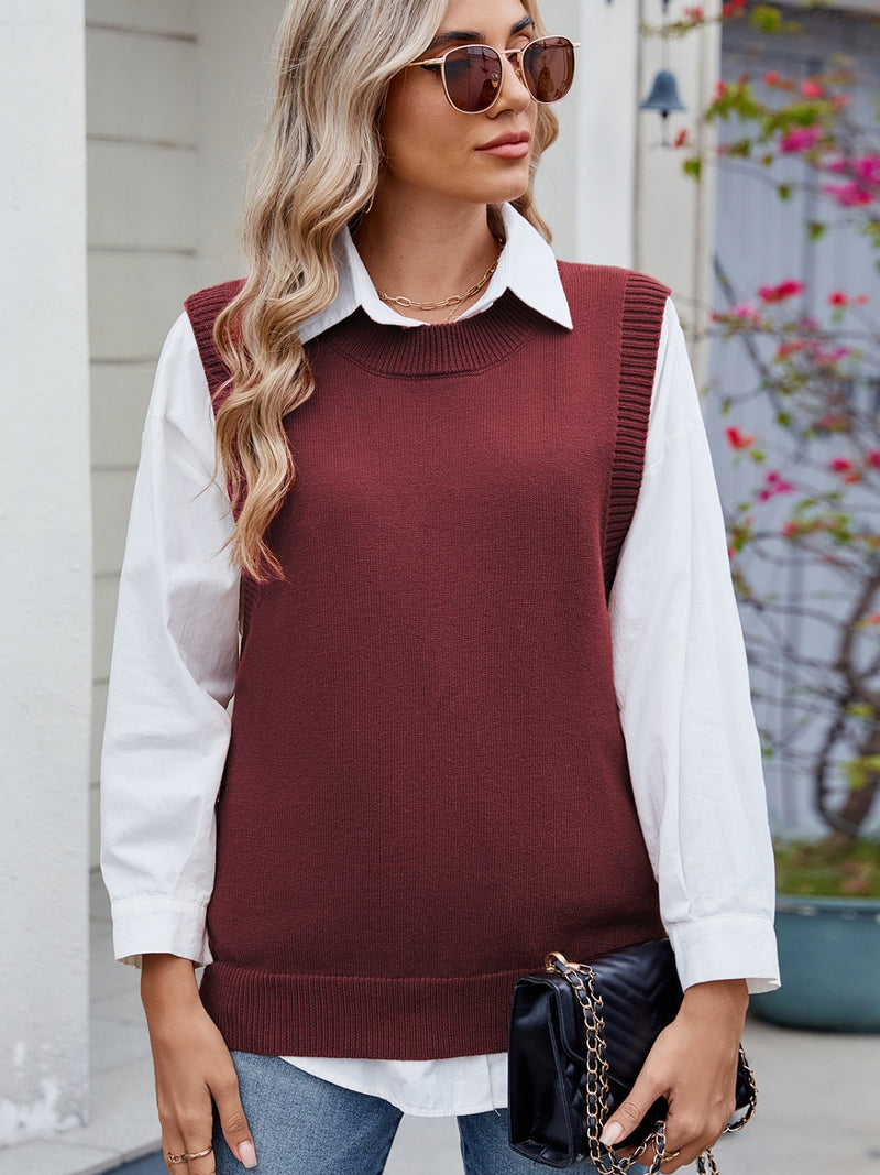 Hazel Blues® |  Buttoned Round Neck Sweater Vest