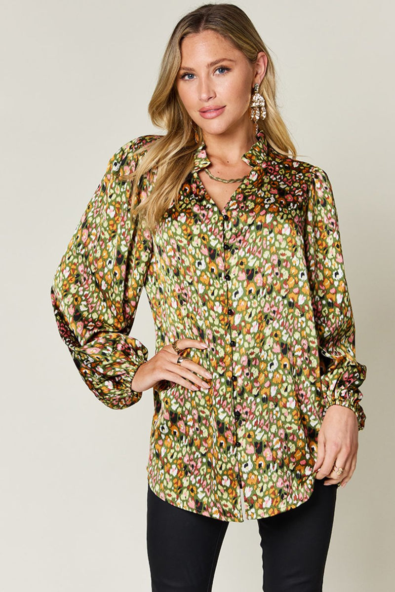 Hazel Blues® |  Double Take Printed Balloon Sleeve Shirt