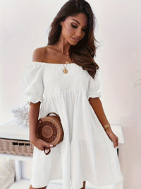 Hazel Blues® |  Ruffled Off-Shoulder Short Sleeve Dress