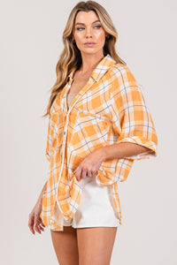 Hazel Blues® |  SAGE + FIG Plaid Button Up Side Slit Shirt