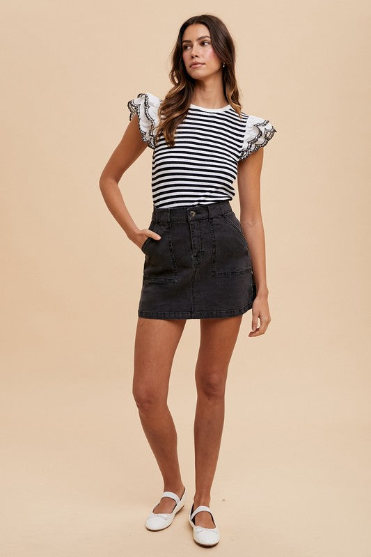 Hazel Blues® |  Annie Wear Cargo Denim Mini Skirt