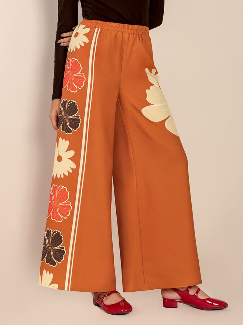 Hazel Blues® |  Printed Elastic Waist Wide Leg Pants