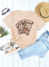 Hazel Blues® |  Khaki Western Poker Cards Graphic T Shirt