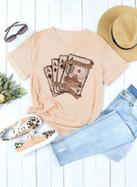 Hazel Blues® |  Khaki Western Poker Cards Graphic T Shirt
