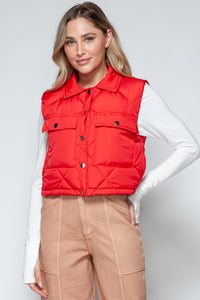 Hazel Blues® |  Snobbish Snap Down Quilted Crop Vest