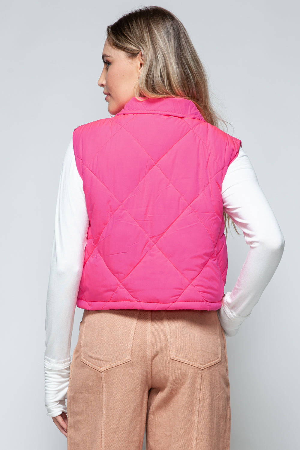 Hazel Blues® |  Snobbish Snap Down Quilted Crop Vest