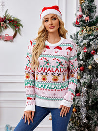 Hazel Blues® |  Christmas Element Round Neck Long Sleeve Sweater