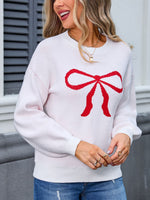 Hazel Blues® |  Bow Graphic Round Neck Long Sleeve Sweater