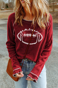 Hazel Blues® |  Football Round Neck Long Sleeve Sweatshirt