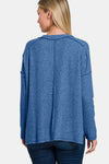Hazel Blues® |  Zenana Exposed Seam Brushed Round Neck Sweater