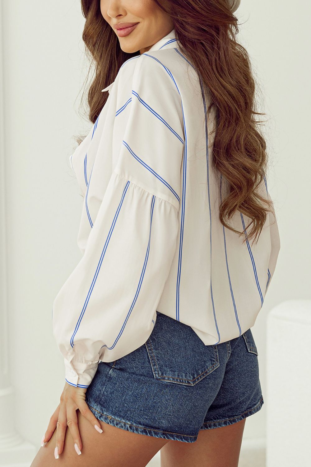 Hazel Blues® |  Stripe Drop Shoulder Long Sleeve Shirt