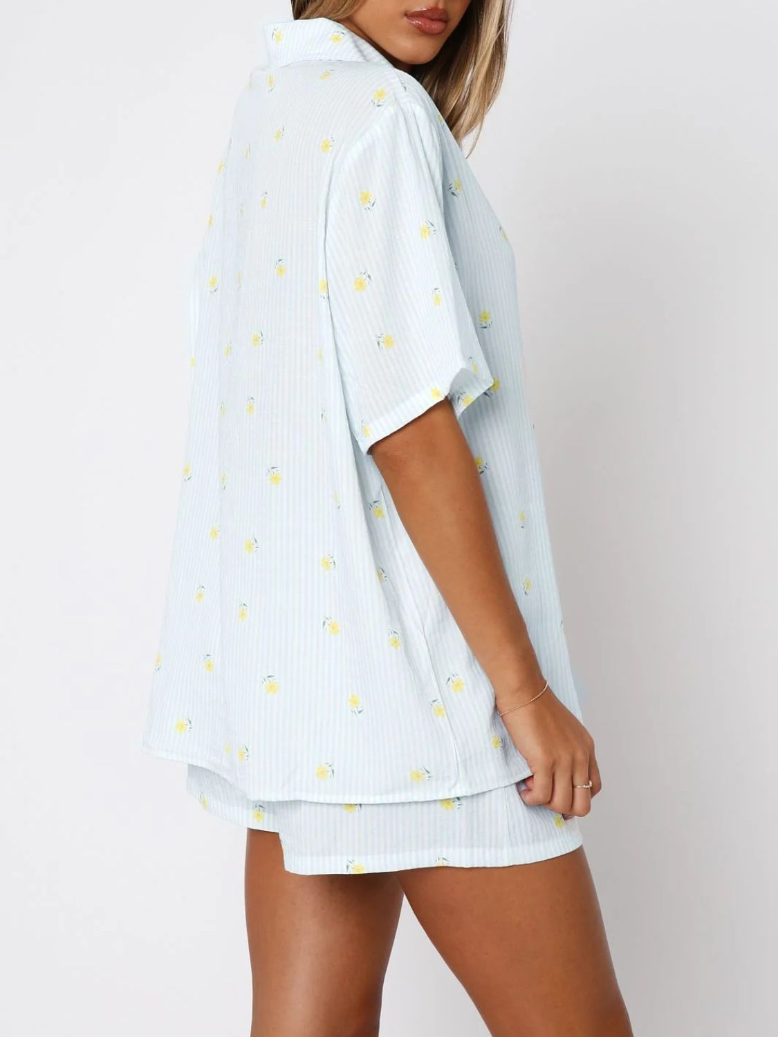 Hazel Blues® |  Valentine's Day Printed Collared Neck Short Sleeve Top and Shorts Set