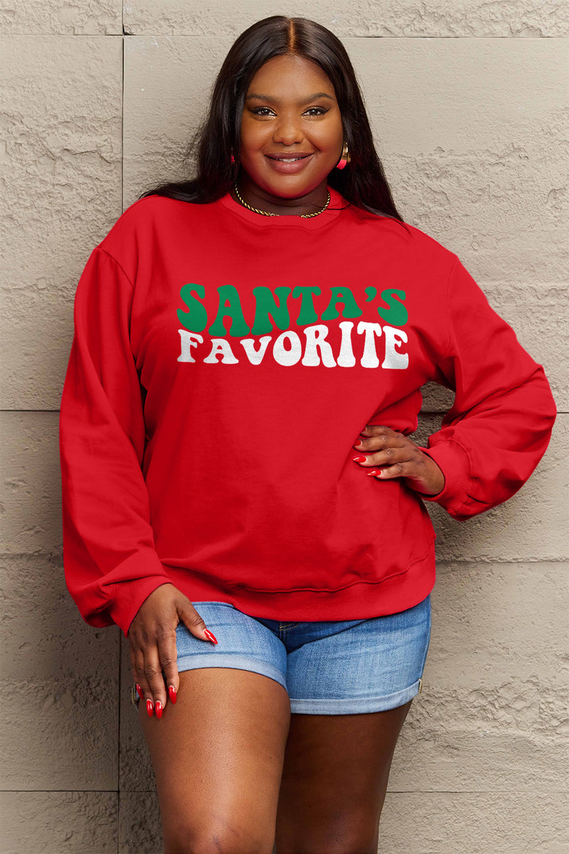 Hazel Blues® |  SANTA'S FAVORITE Round Neck Sweatshirt