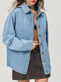 Hazel Blues® |  Button Up Collared Neck Denim Top