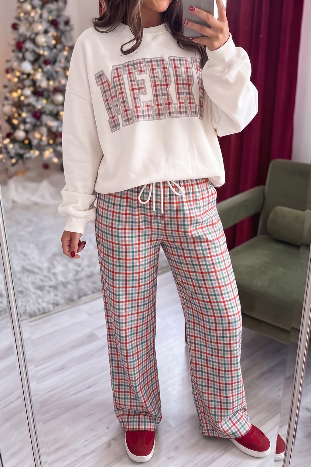 Holiday Plaid Drawstring Pants