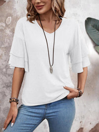 Hazel Blues® |  V-Neck Half Sleeve Blouse